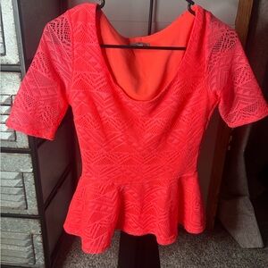 Y2K Charlotte Russe Coral Lace Peplum Top